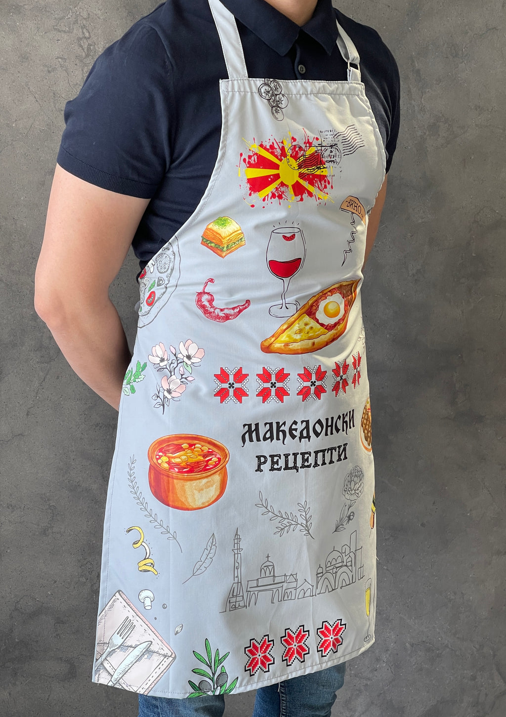 Престилка (Postcard) Македонски рецепти сива #070