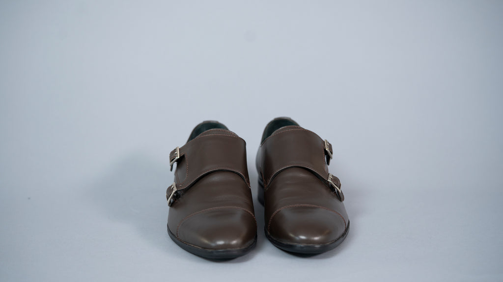 Машки чевли со две ремчиња 02-25-41 кафени флорантик