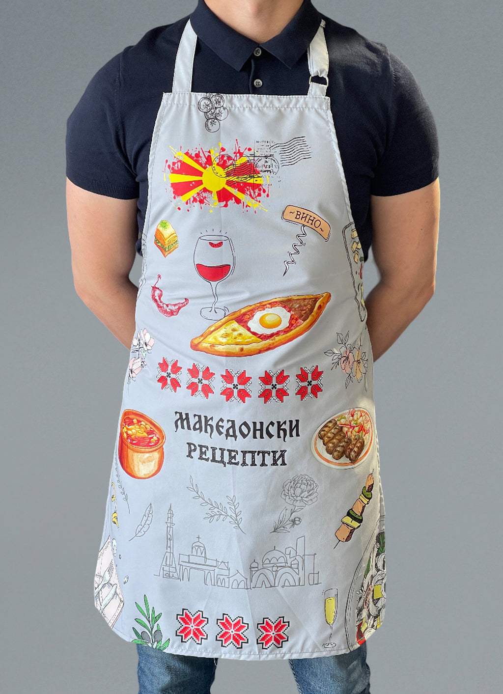 Престилка (Postcard) Македонски рецепти сива #070